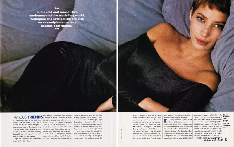 Christy Turlington featured in Famous Friends, January 1991