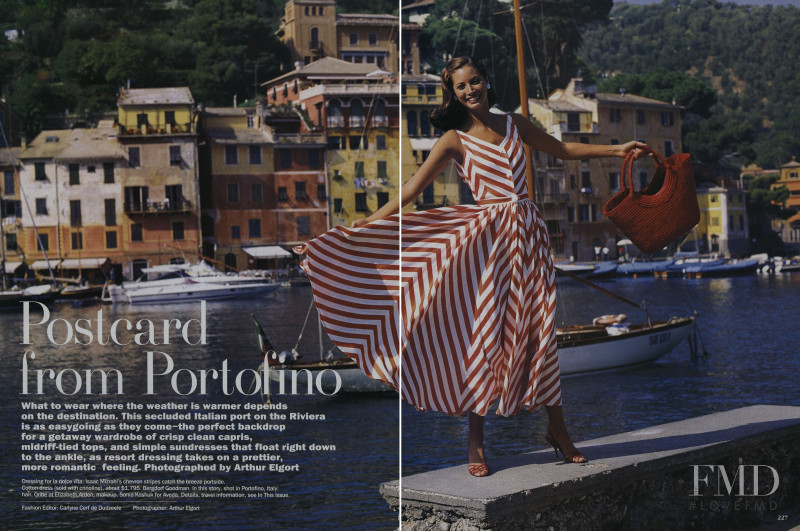 Christy Turlington featured in Postcard from Portofino, December 1992