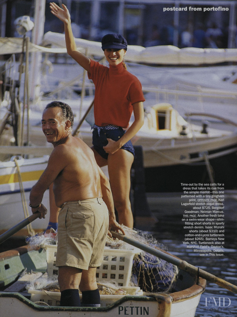 Christy Turlington featured in Postcard from Portofino, December 1992