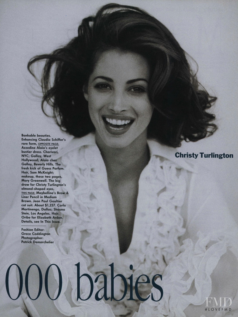 Christy Turlington featured in Beauty\'s 1,000,000 Babies, May 1992