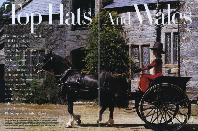 Christy Turlington featured in Top Hats and Wales, September 1992