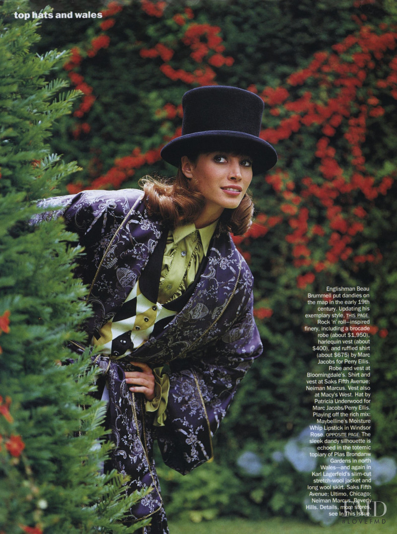 Christy Turlington featured in Top Hats and Wales, September 1992