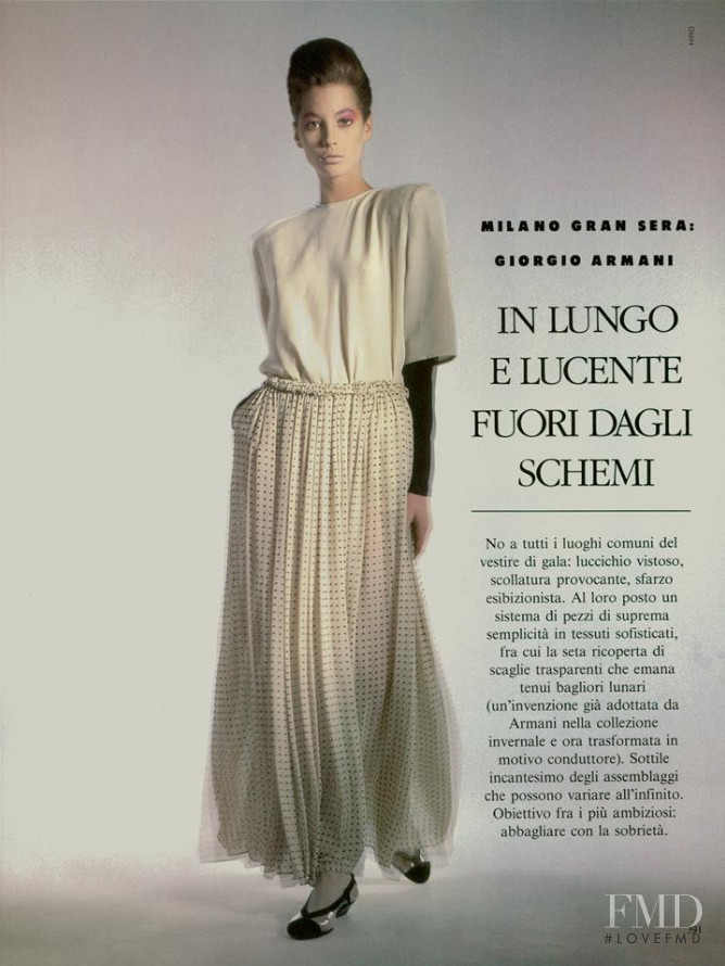 Christy Turlington featured in Milano Gran Sera: Giorgio Armani - In Lungo e Lucente Fuori Dagli Schemi, March 1986