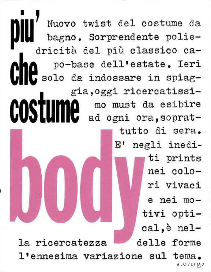 Piu\' Che Costume Body, June 1991