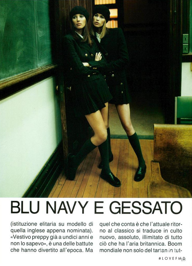 Christy Turlington featured in Campus Beat: Preppy - Il Nuovo Stile, March 1994