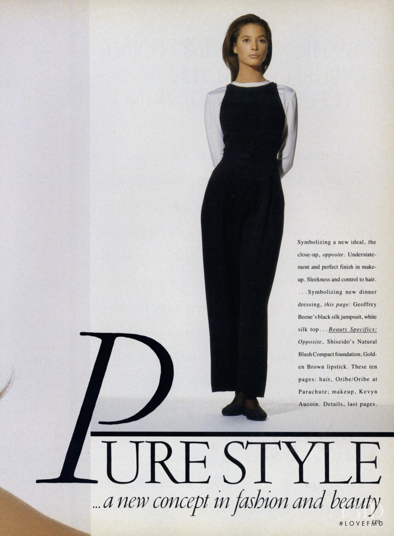 Christy Turlington featured in Pure Style... A New Concept in Fashion , January 1988
