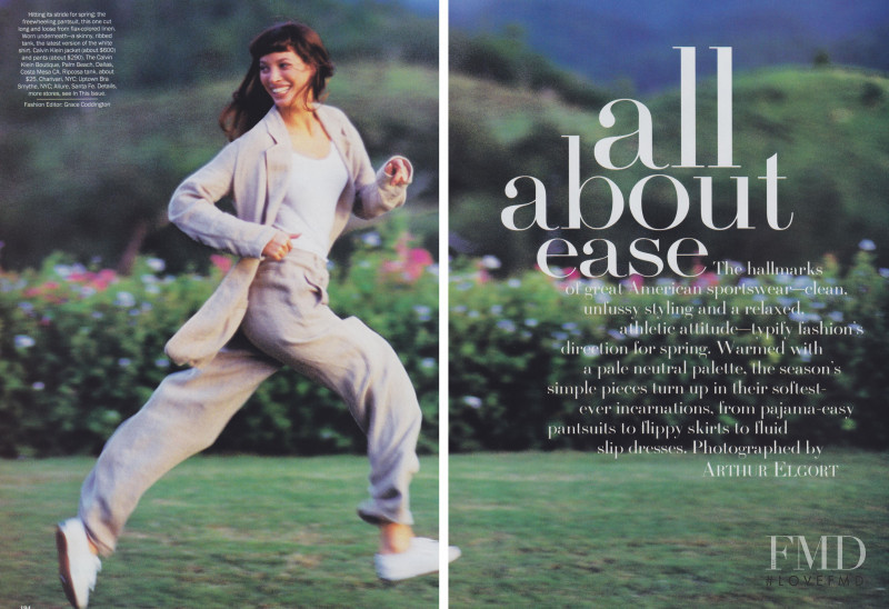 Christy Turlington featured in All About Ease, February 1994