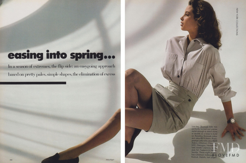 Christy Turlington featured in Fasing Into Spring, February 1988