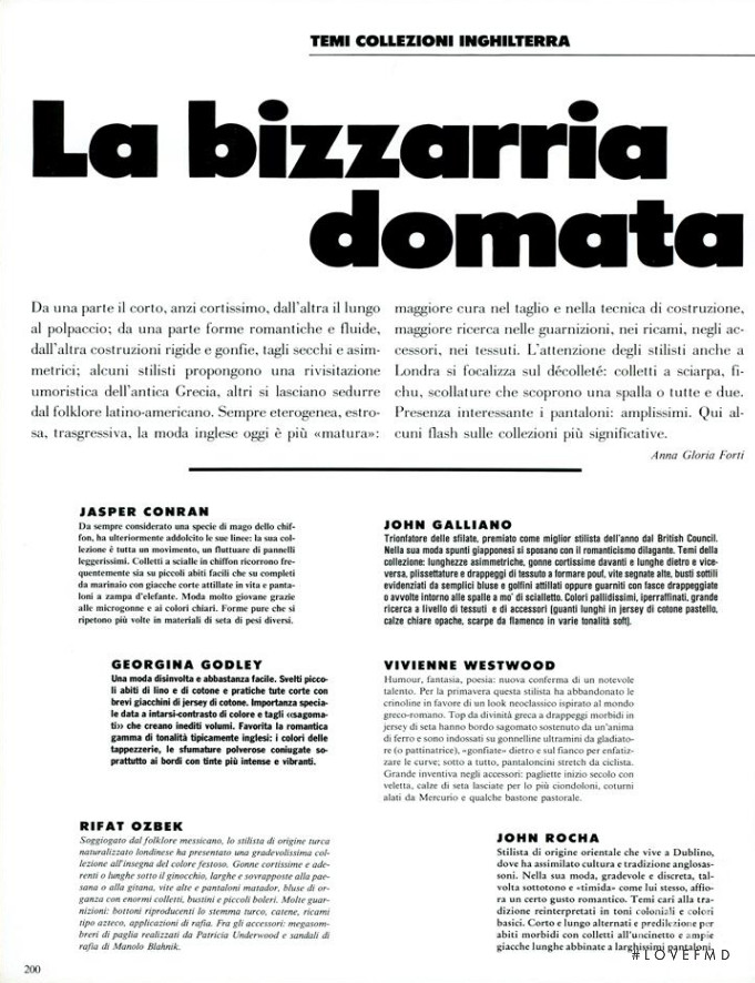 La Bizzarria Domata, February 1988