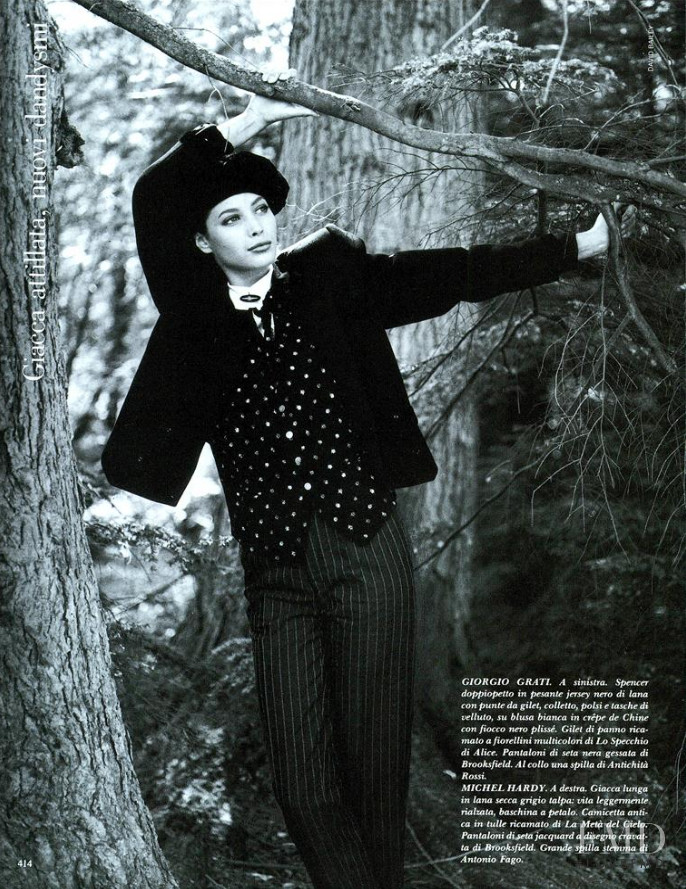 Christy Turlington featured in Giacca Attillata, Nuovi Dandysmi, September 1987