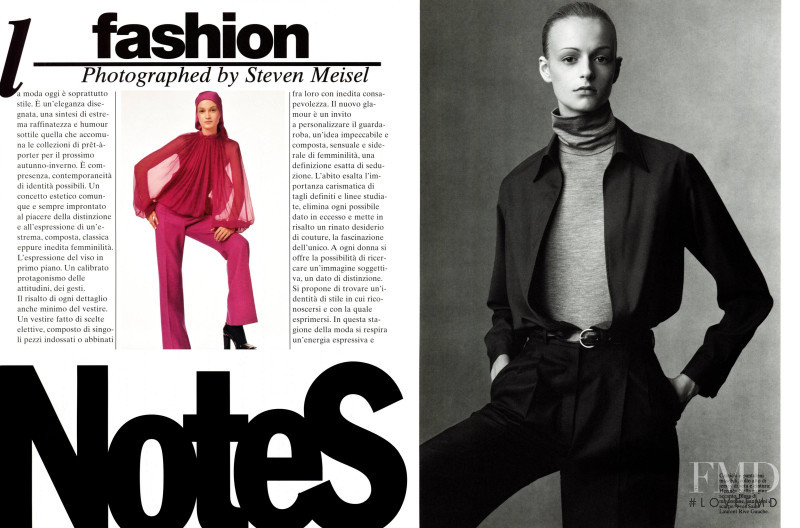 Jacquetta Wheeler featured in The Fashion Notes, October 1999