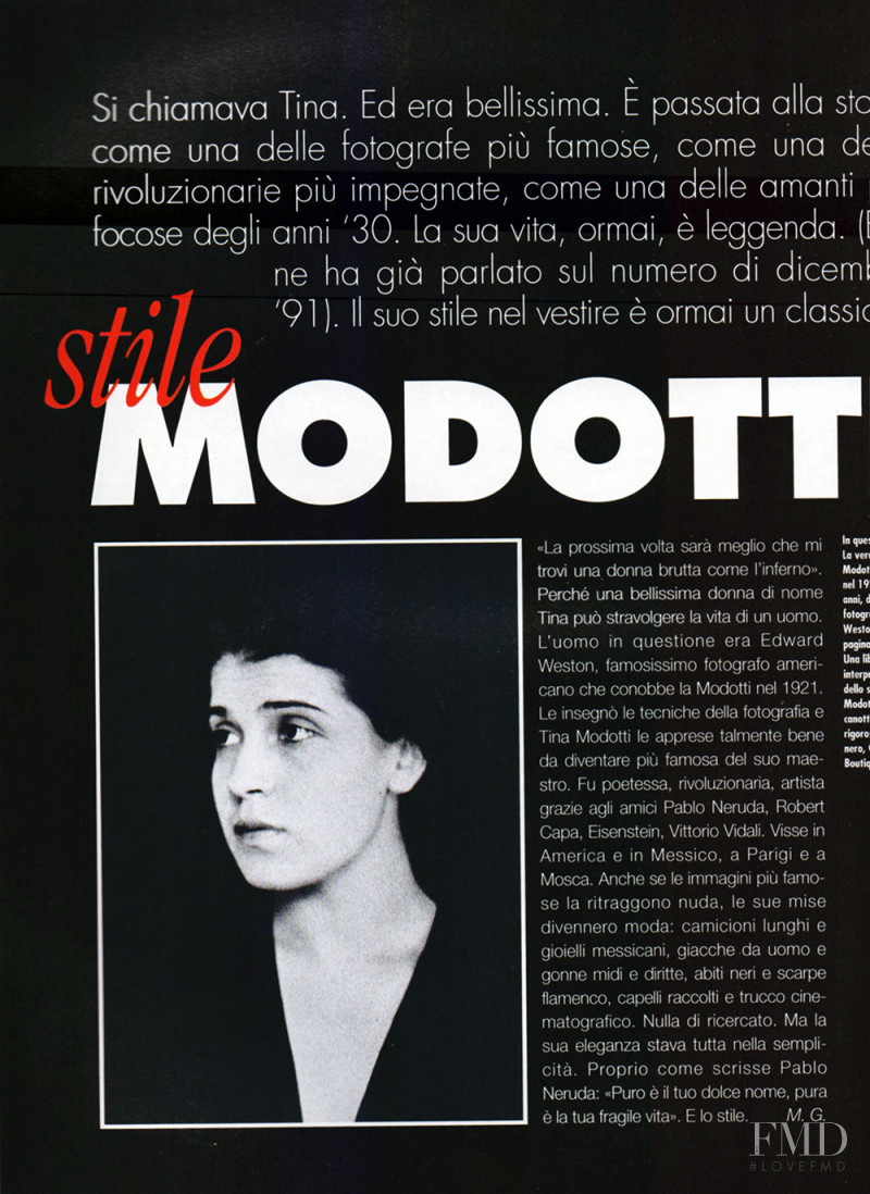 Magali Amadei featured in Stile Modotti, June 1994