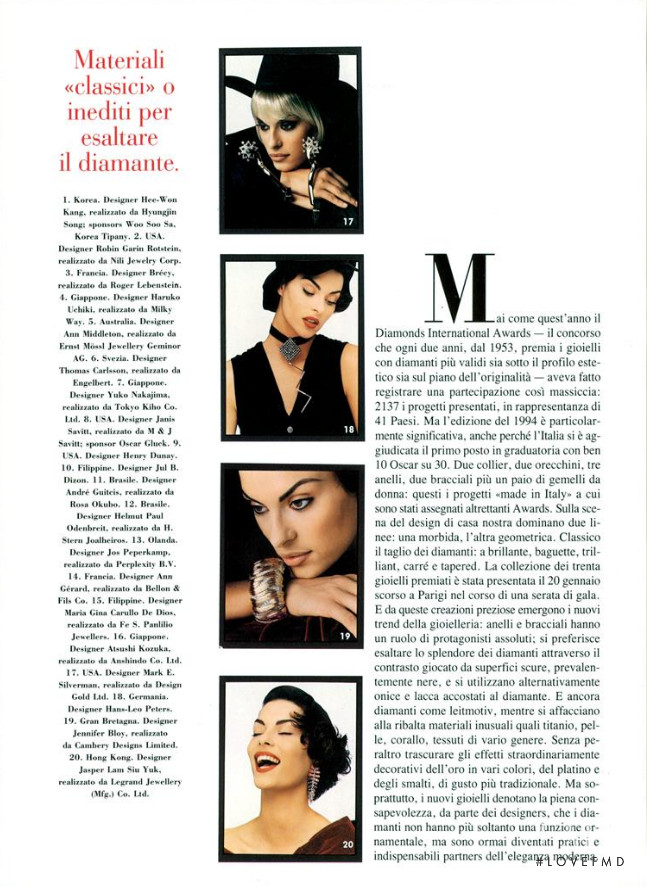 Magali Amadei featured in 1994 Diamanti da Oscar, March 1994