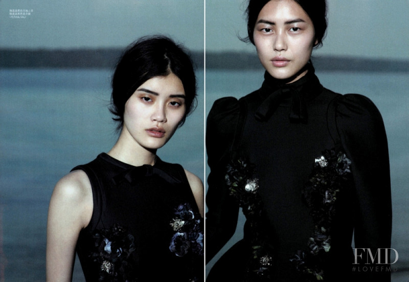 Liu Wen featured in Black On Black, September 2010