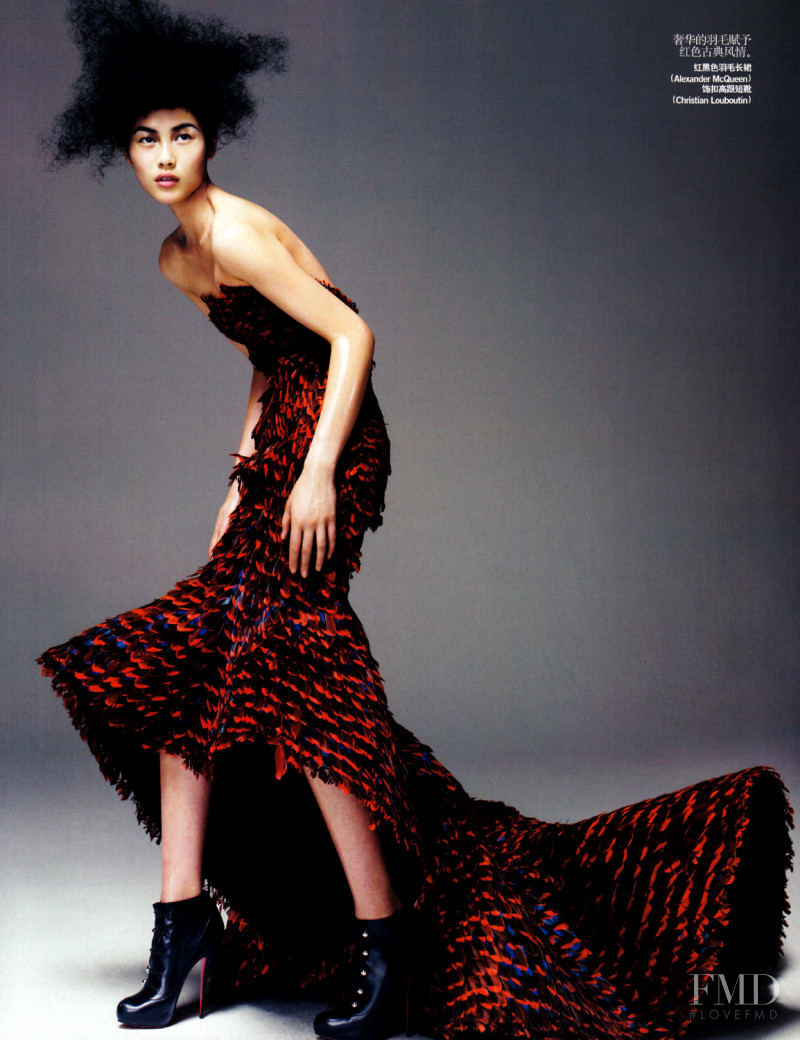 Liu Wen featured in The Essence Of Red, October 2009