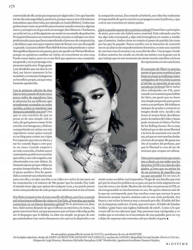 Dua Lipa featured in Reescribir El Pop, October 2019