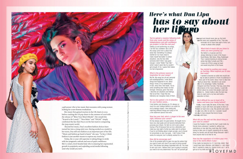 Dua Lipa featured in Living by her Rules, September 2018