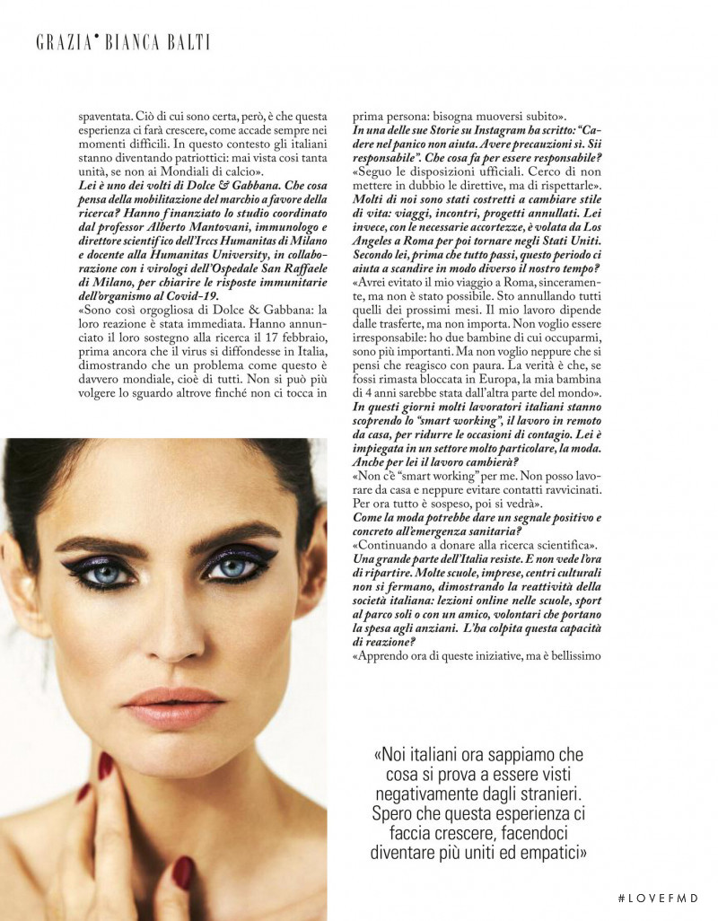 Bianca Balti featured in Piu Coraggiosa, March 2020