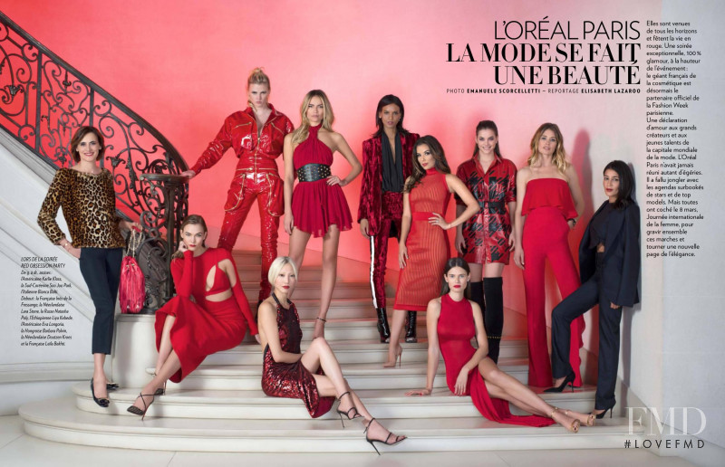 Ines de la Fressange featured in Red obsession party, April 2016