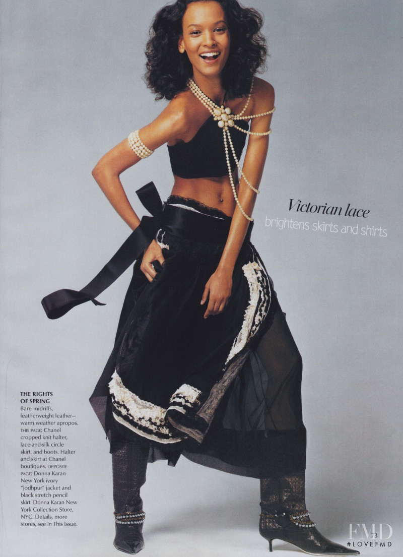 Liya Kebede featured in Fashion Loosens Up, January 2002