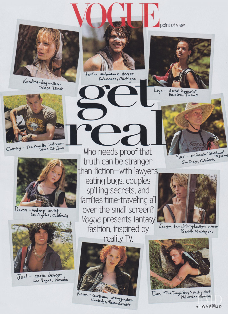 Karen Elson featured in Get Real, June 2001
