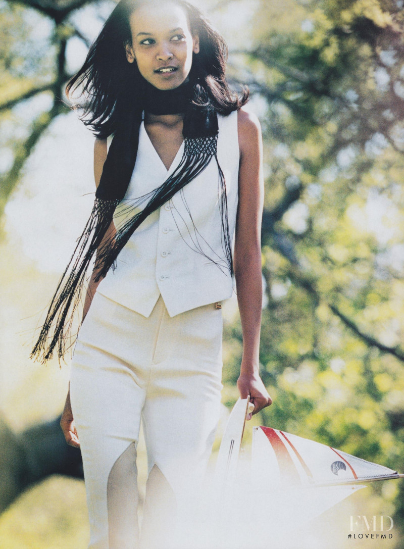 Liya Kebede featured in The Great White Way, July 2001