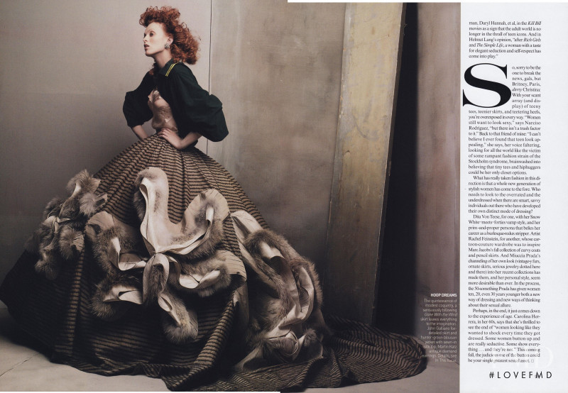 Karen Elson featured in Propriety Values, July 2004