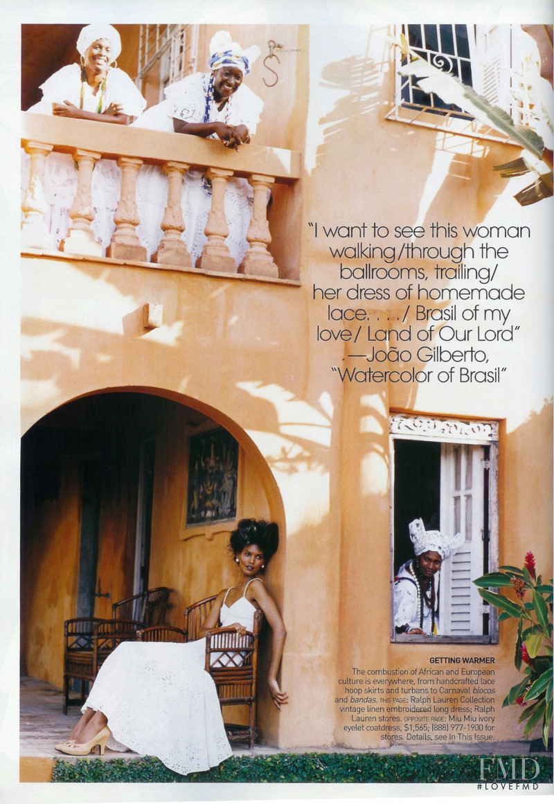 Liya Kebede featured in White Heat, March 2006