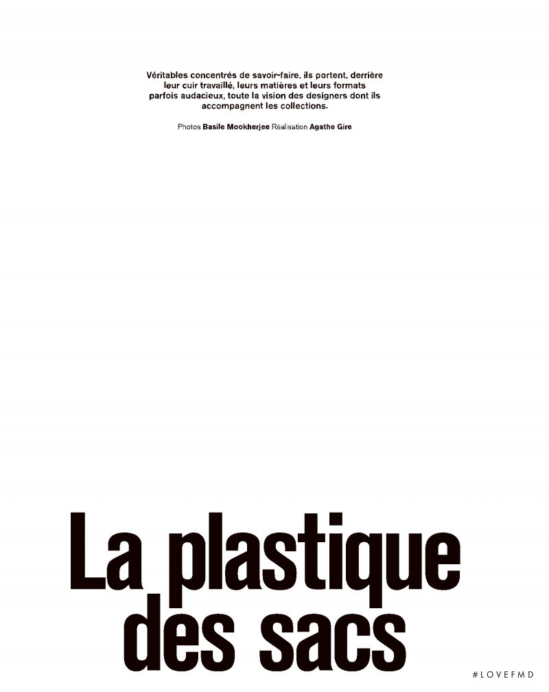 La plastique des sacs, November 2021