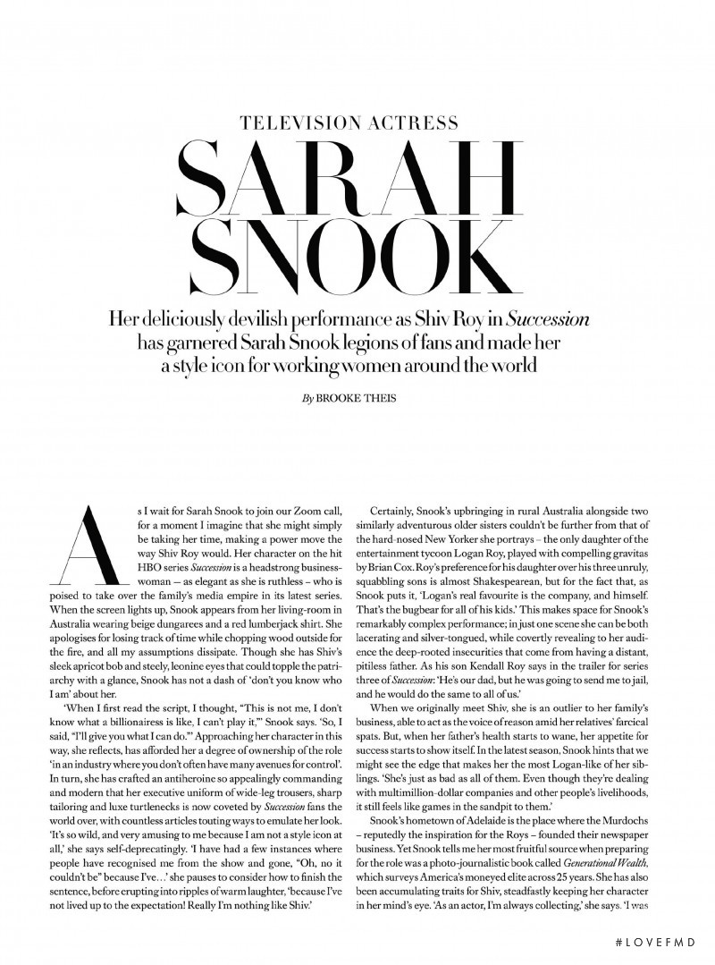 Women of the Year: Sarah Snook, December 2021