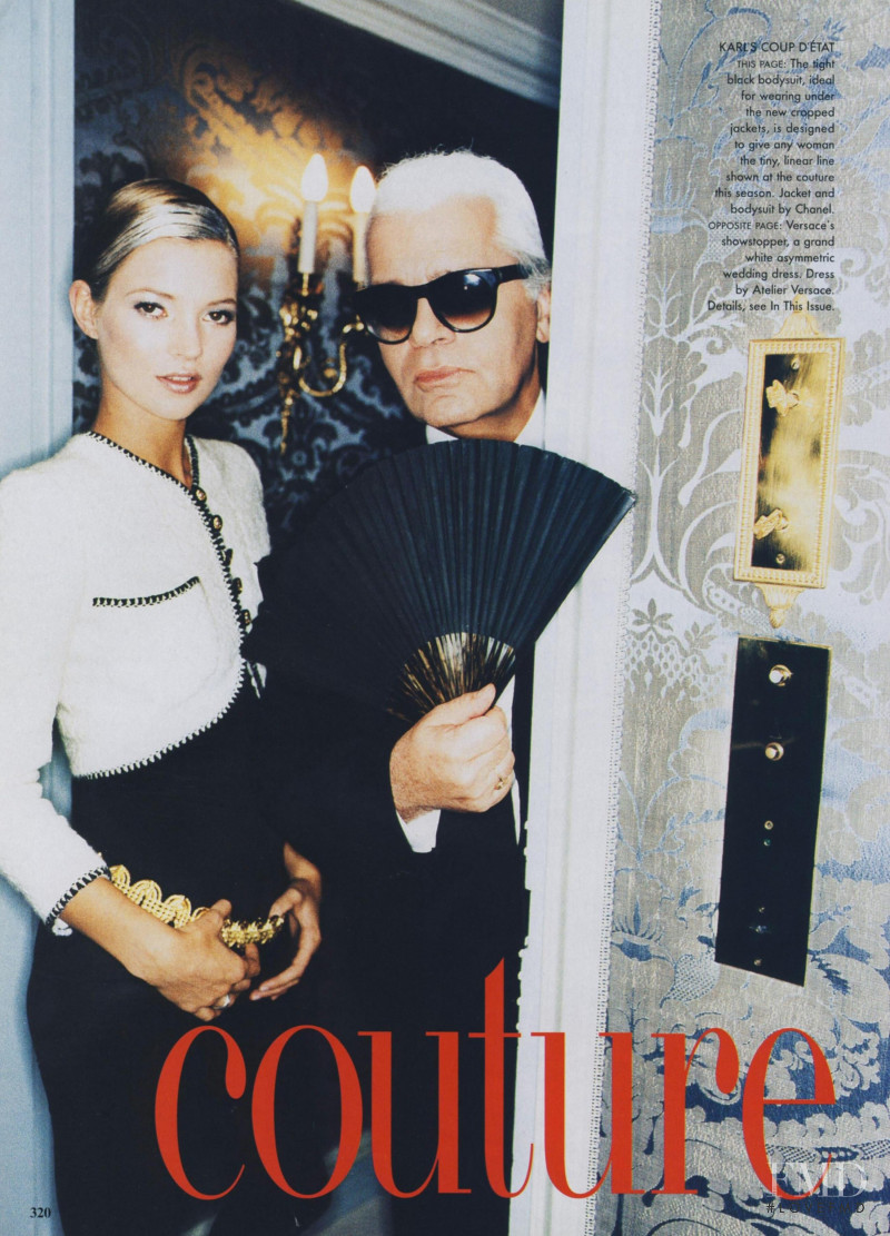 Kate Moss featured in Couture Unzipped, October 1996