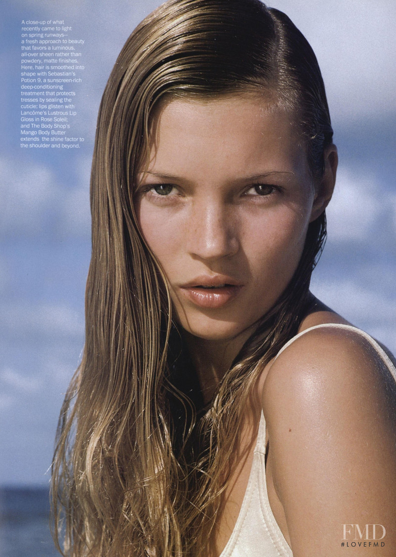 Kate Moss featured in Sheer and Shine, April 1994