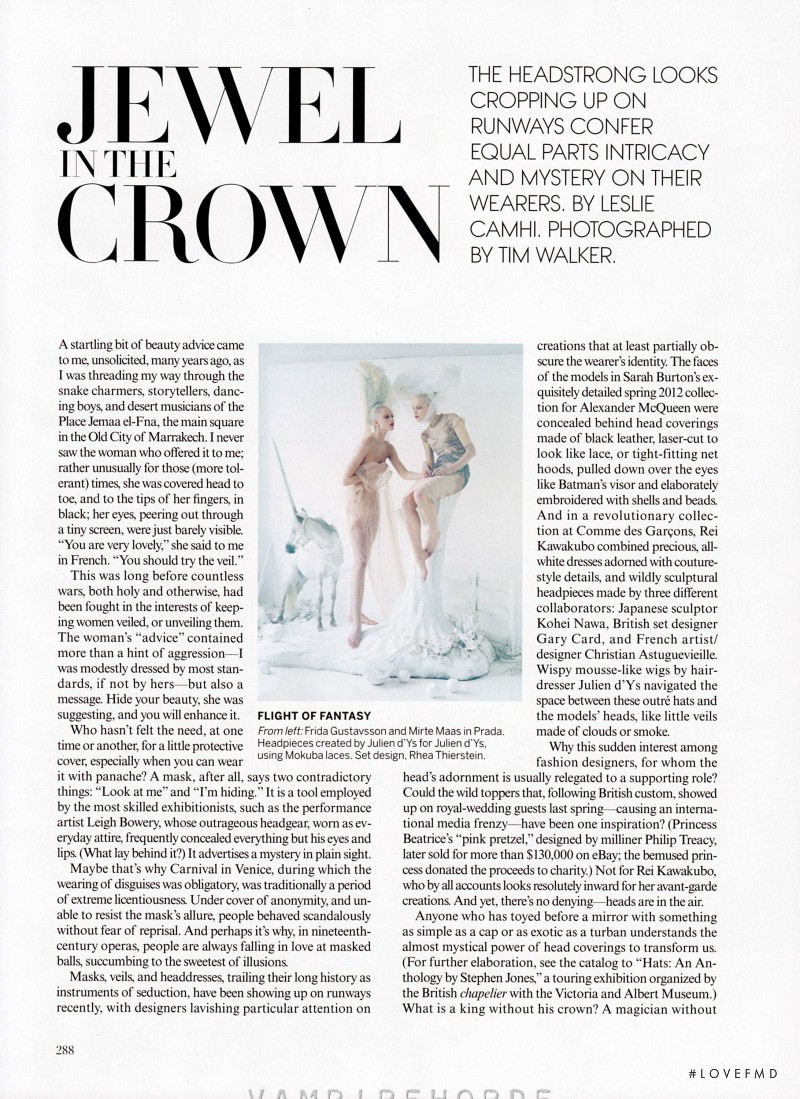 Frida Gustavsson featured in Jewel in the Crown, May 2012