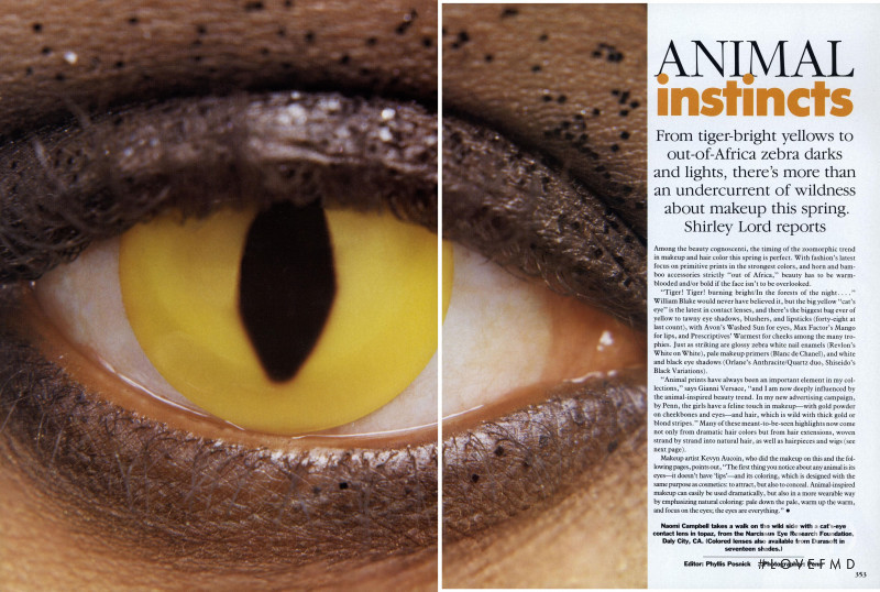Naomi Campbell featured in Animal Instincts, March 1992