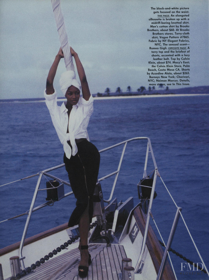 Naomi Campbell featured in Great Buys: Summer\'s Bare Necessities, May 1992