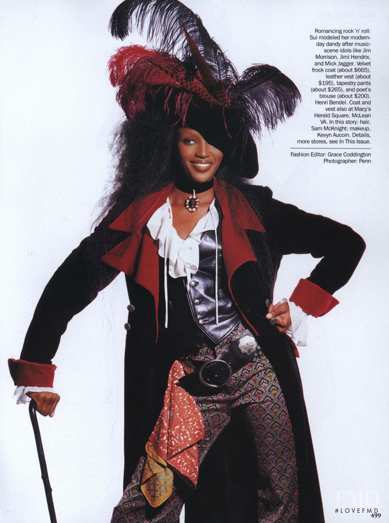 Naomi Campbell featured in Sui\'s Success: Dressing for Less, September 1992