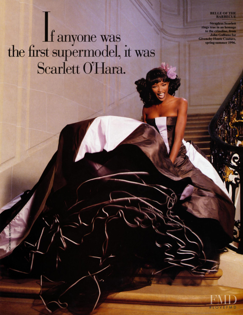 Naomi Campbell featured in Scarlett \'n the hood, May 1996