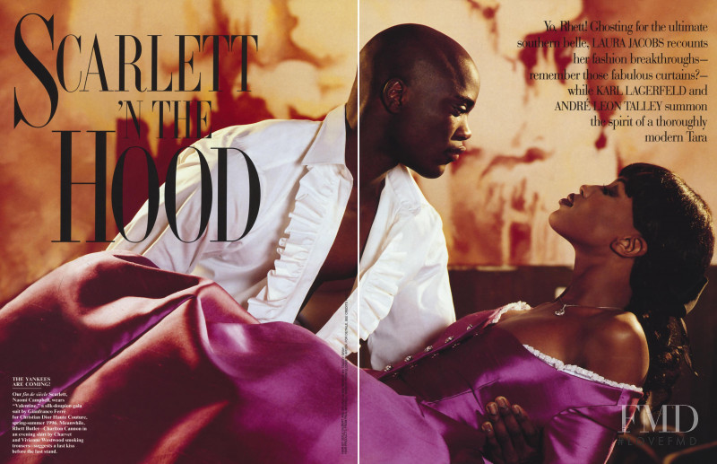 Naomi Campbell featured in Scarlett \'n the hood, May 1996