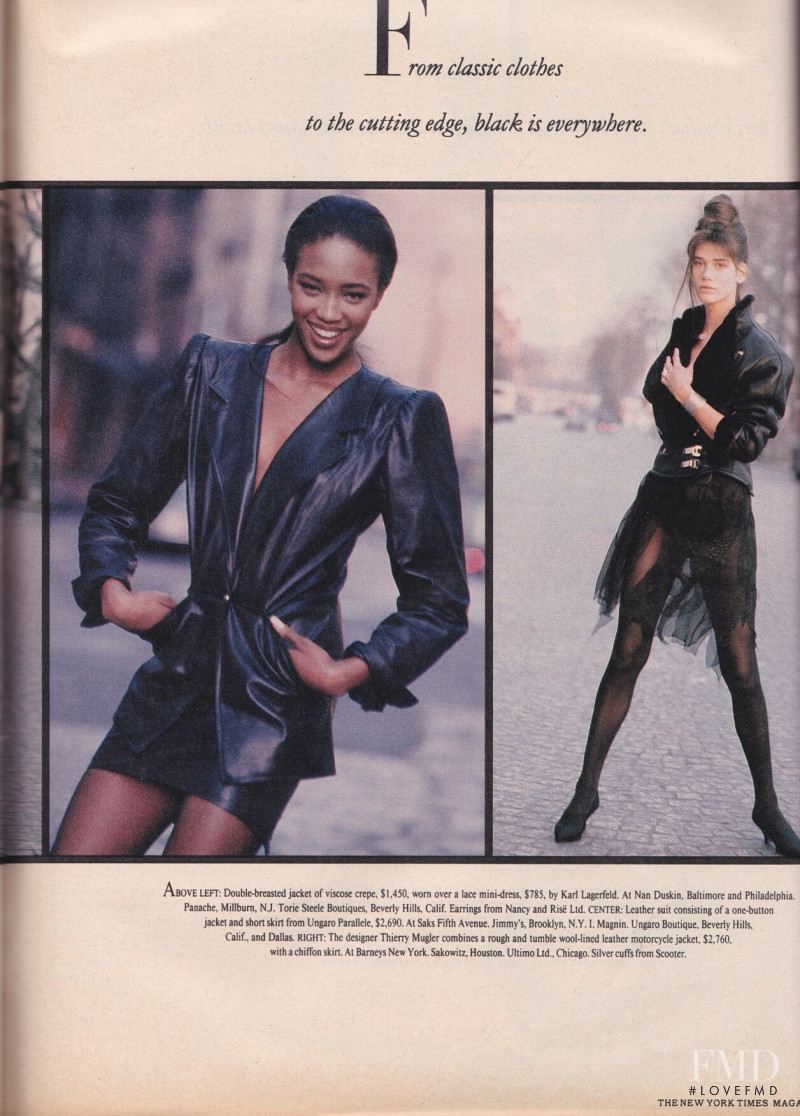 Naomi Campbell featured in Fashions Of The Times, September 1989