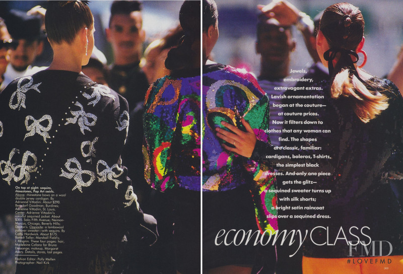 Carre Otis featured in Economy Class: An Inexpensive Answer to the Couture\'s Direction for Evening, December 1988