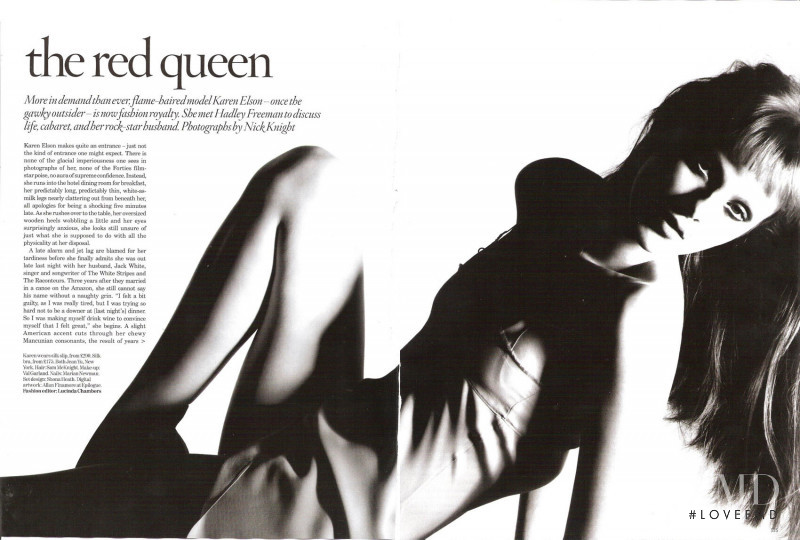 Karen Elson featured in The Red Queen, September 2008