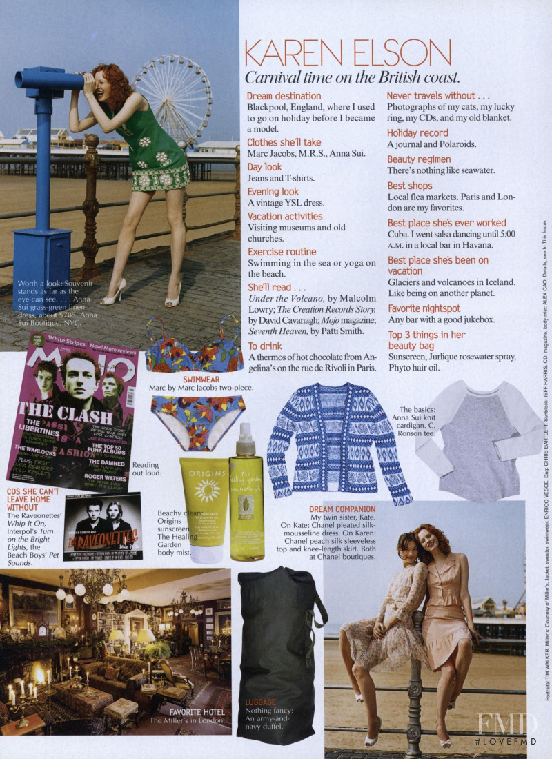 Karen Elson featured in Supermodel Summer: Under the Boardwalk, June 2003