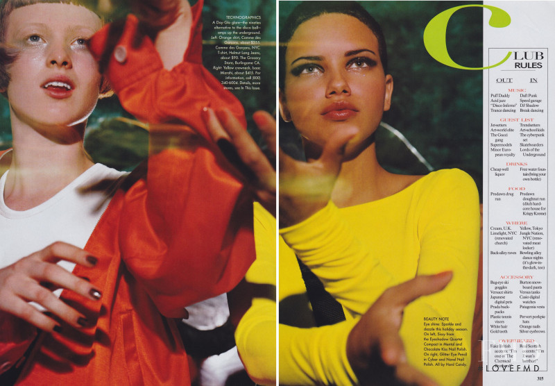 Adriana Lima featured in Techno Color, December 1997