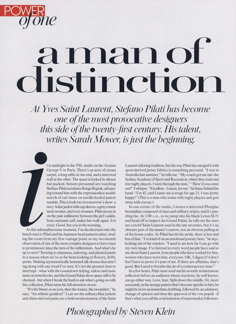 Power of One: A Man of Distinction, March 2008