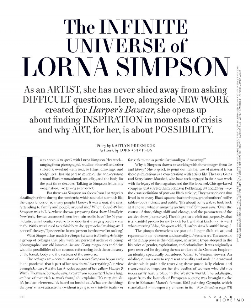 The infinite universe of Lorna Simpson, January 2022
