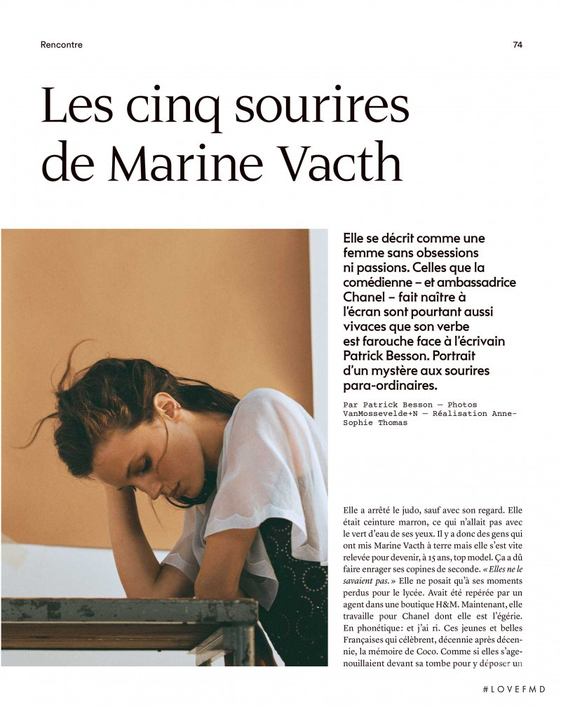 Marine Vacth featured in Les Cinq Sourires De Marine Vacth, January 2020