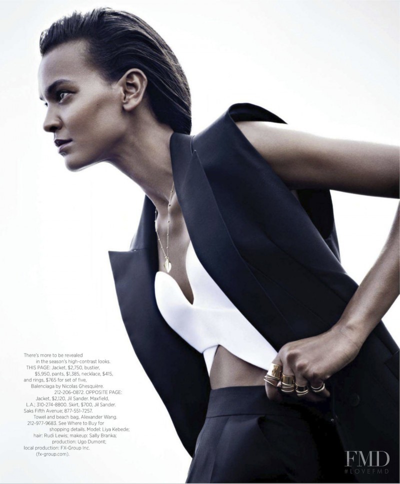 Liya Kebede featured in Spring\'s Sea Change Brings Suiting That\'s Bold In Black & White, March 2013