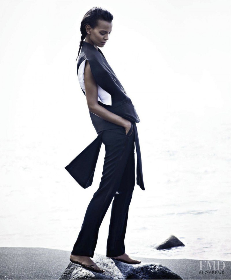 Liya Kebede featured in Spring\'s Sea Change Brings Suiting That\'s Bold In Black & White, March 2013