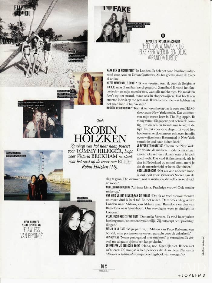 Robin Holzken featured in Knap-zak, April 2014