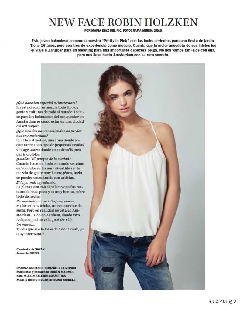 Robin Holzken featured in New Face, February 2014